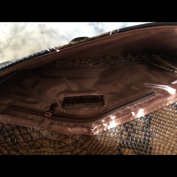 Two Tone Faux Leather Embossed Convertible Bag - Picture 4 of 8